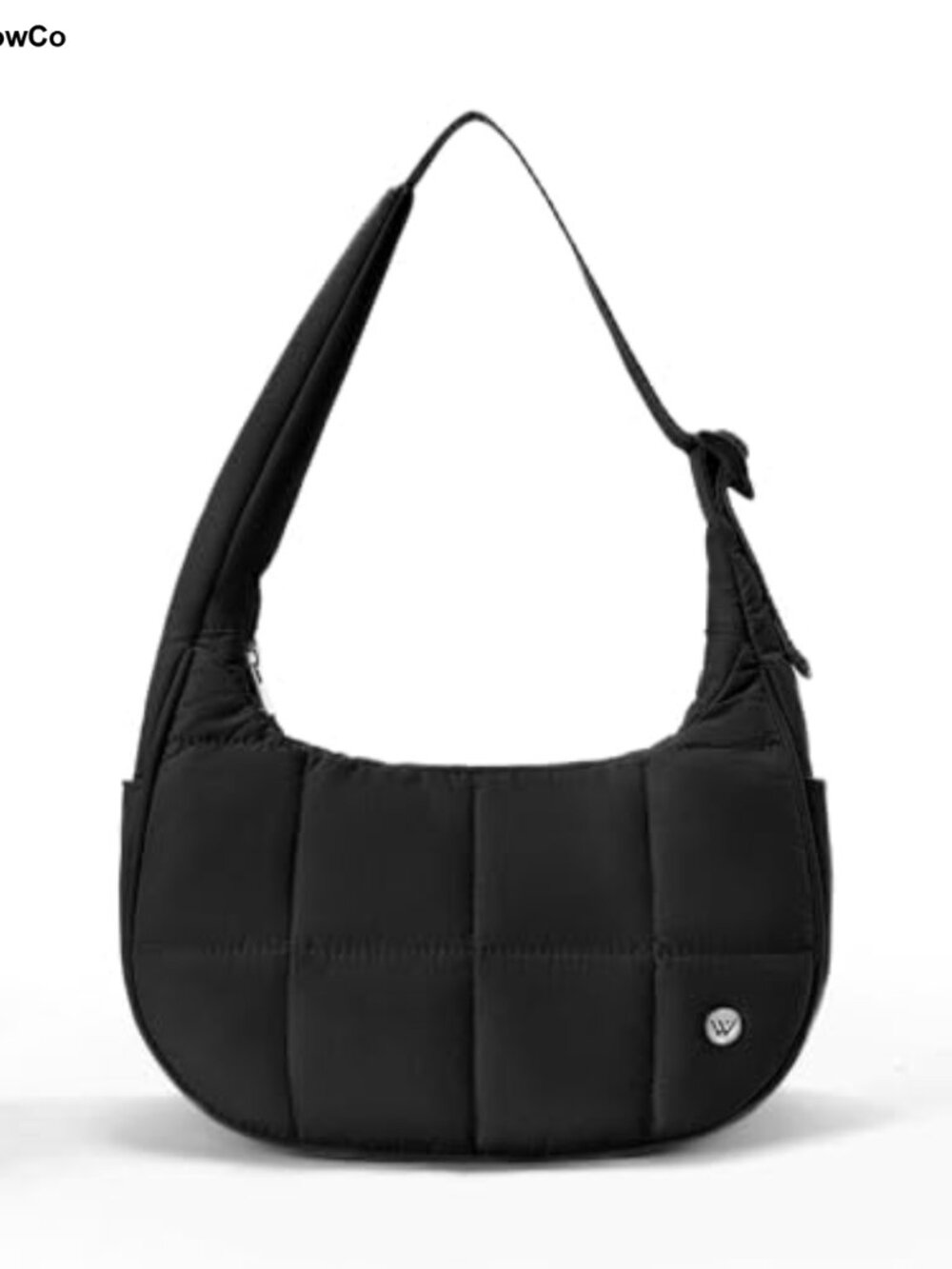 Small Puffer Crescent Bag Quilted Nylon Shoulder Bag Adjustable Strap
